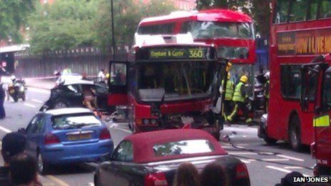 Boris bus crashes in central London