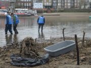 Wet wipes clog London's river Thames